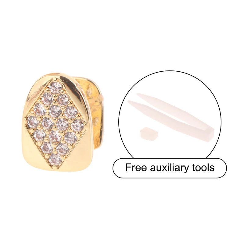 14-Style Dental Charms | Gold/Silver Diamond-Inlaid Star/Cross/Letter - Afrilinker