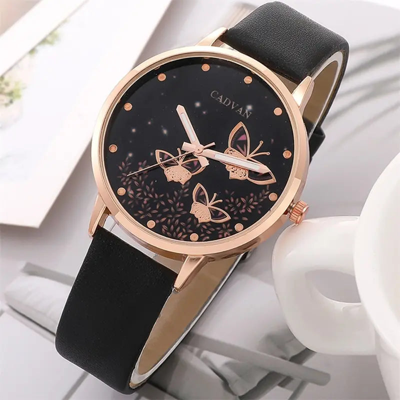3 - Style Women's Leather Band Watch & Bracelet Set - Afrilinker