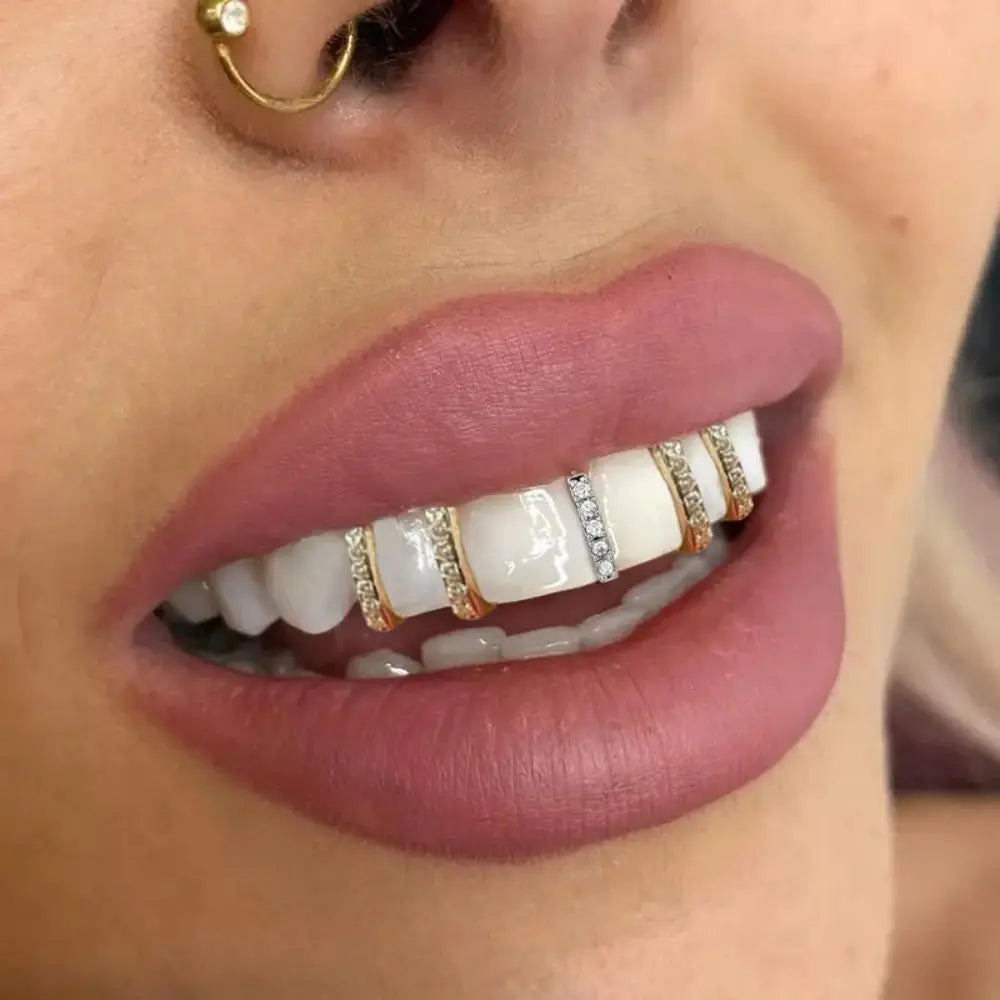 Stainless Steel Dental Grillz Set - Trendy Tooth Jewelry - Afrilinker