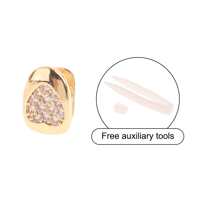 14-Style Dental Charms | Gold/Silver Diamond-Inlaid Star/Cross/Letter - Afrilinker