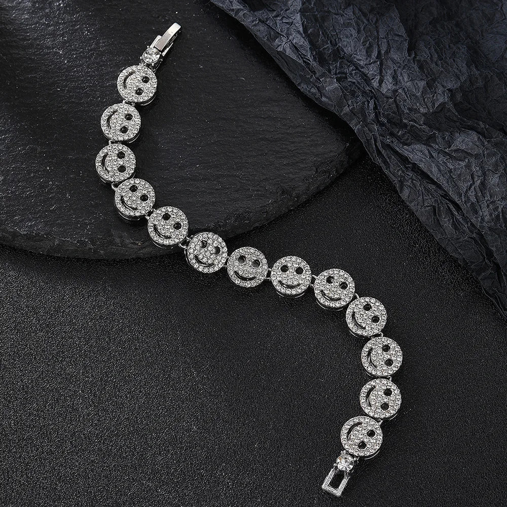 Hip Hop Iced Out Smiley Tennis Chain Necklace - Afrilinker