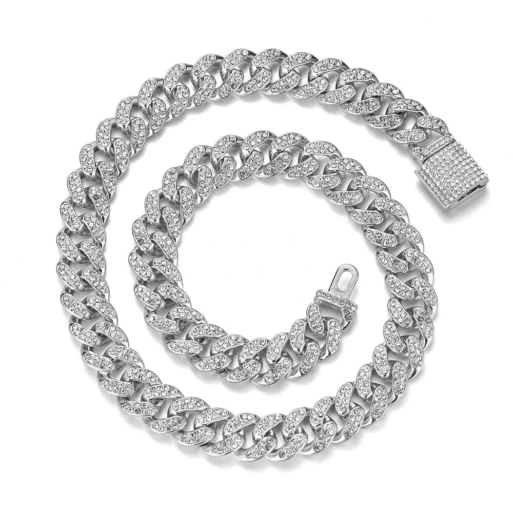 Unisex Hip Hop Iced Out Cuban Chain Necklace - Afrilinker