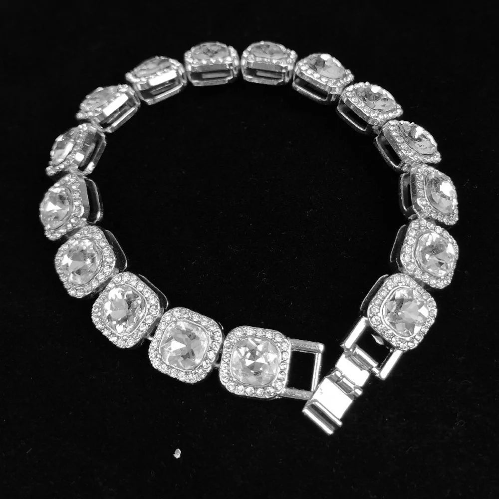 Hip Hop Iced Out Square & Heart Pendant Cuban Chain Necklace - Afrilinker
