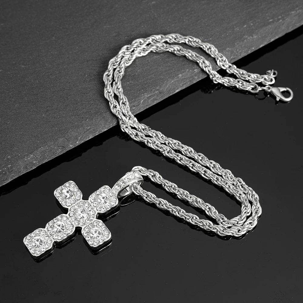 Hip Hop Iced Out Cross Pendant Necklace - Afrilinker