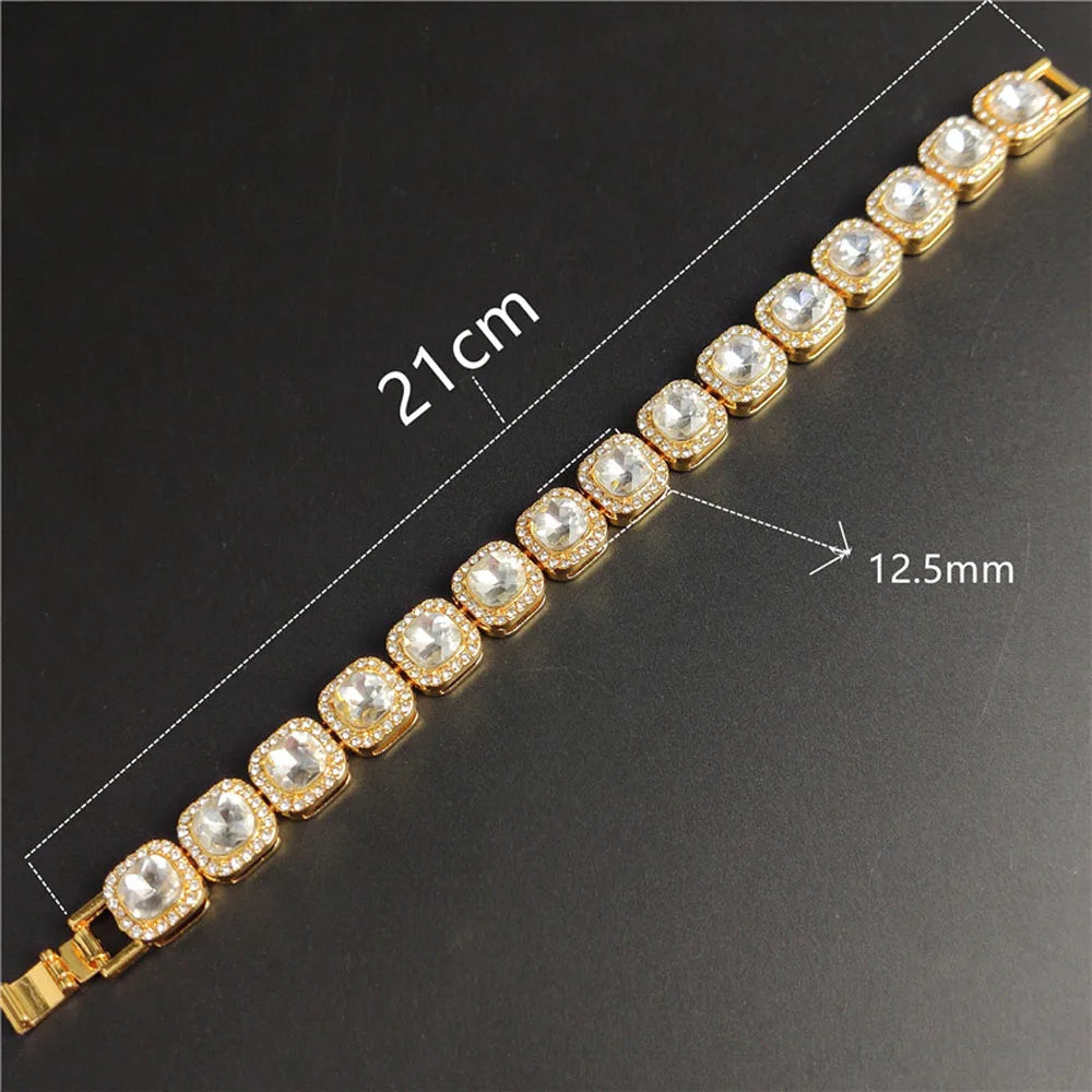 Hip Hop Iced Out Square & Heart Pendant Cuban Chain Necklace - Afrilinker