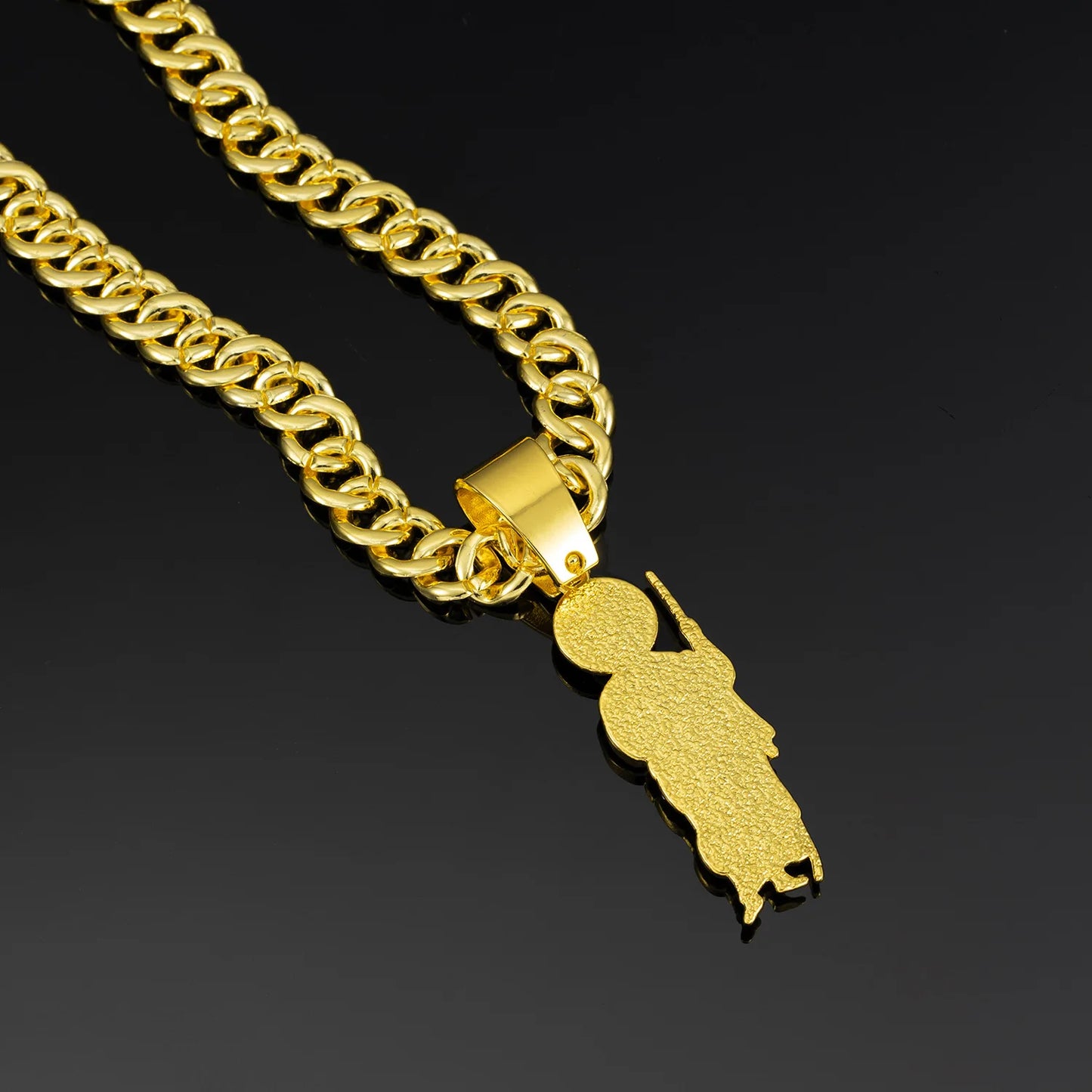 Men's Hip Hop Saint Jude Pendant Necklace with 13mm Cuban Chain - Afrilinker