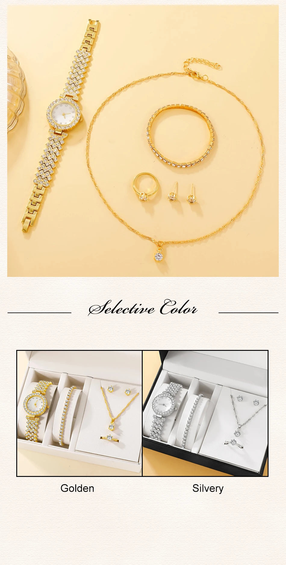 Women's Crystal Watch & Jewelry Set - Afrilinker