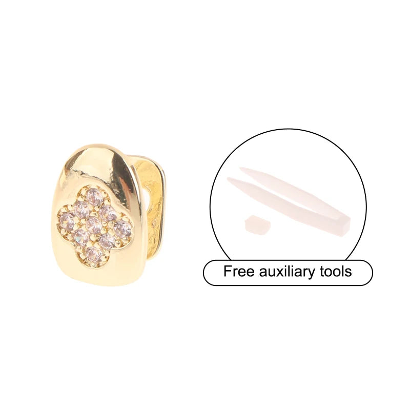 14-Style Dental Charms | Gold/Silver Diamond-Inlaid Star/Cross/Letter - Afrilinker
