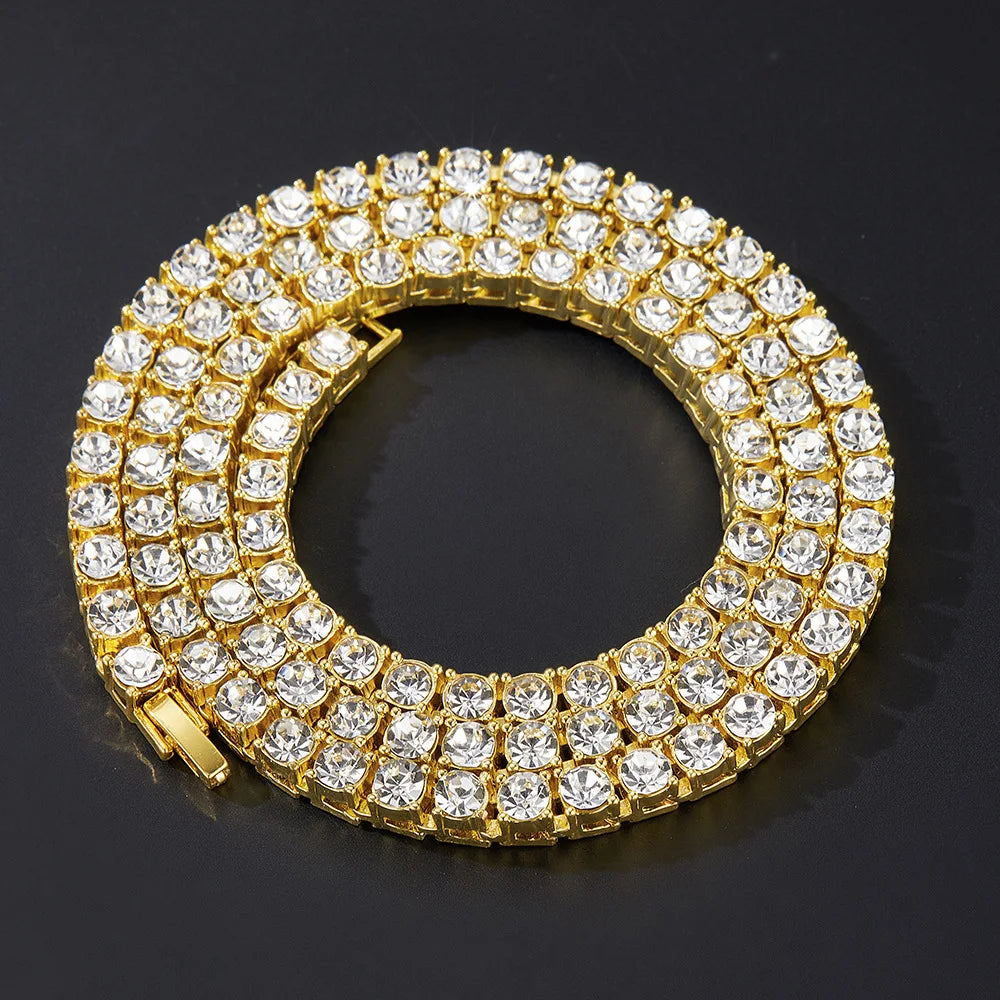 Classic Iced Out Rhinestone Link Chain Necklace - Afrilinker