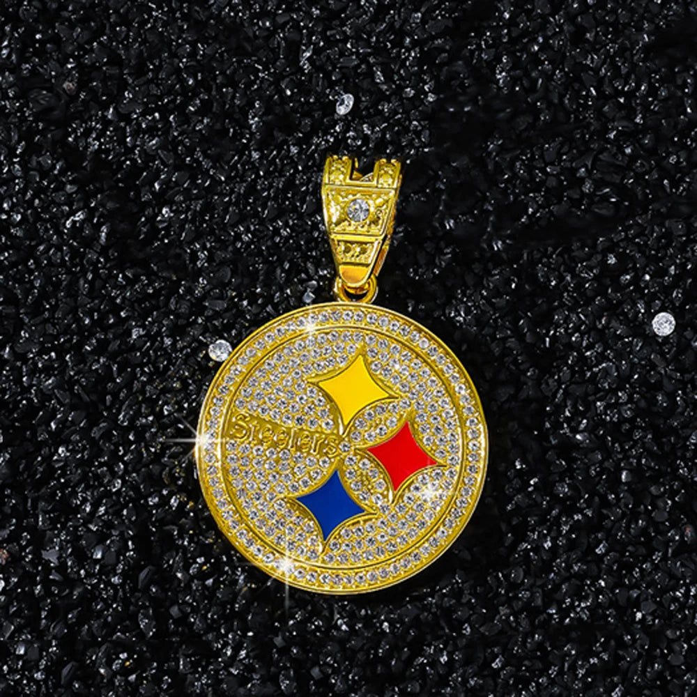 Hip Hop Iced Out Round Pendant Cuban Chain Necklace - Afrilinker