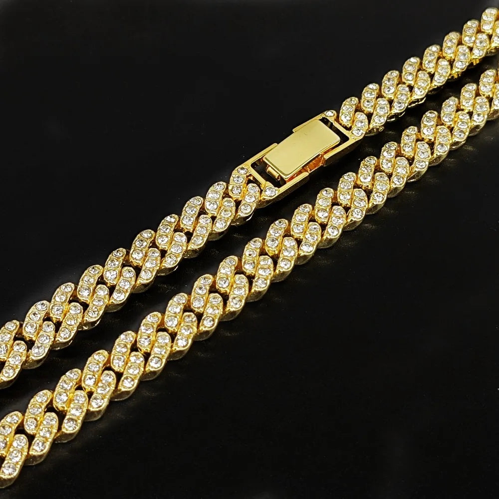 Hip Hop Iced Out 9MM Cuban Link Chain Necklace - Afrilinker