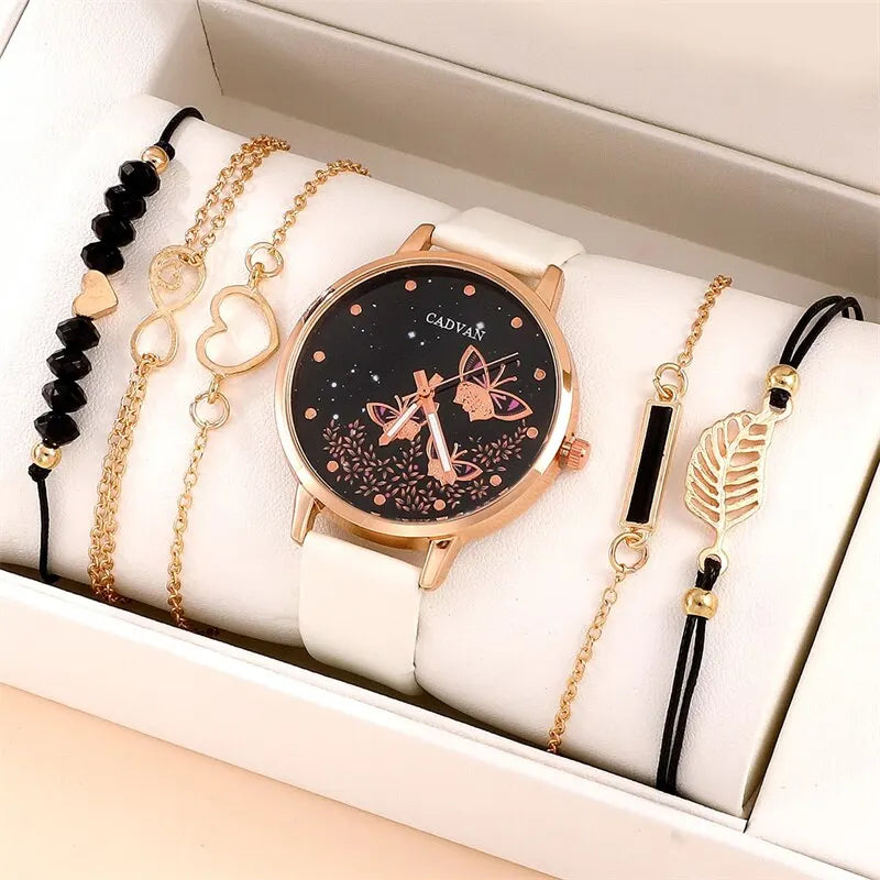 3 - Style Women's Leather Band Watch & Bracelet Set - Afrilinker