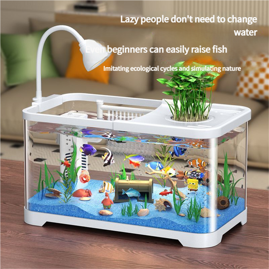 2025 New All - in - One Fish Tank: Filter, Oxygenator, Small - Medium Size with Lid for Living Room & Desktop Aquascaping