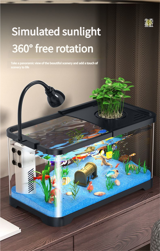 2025 New All - in - One Fish Tank: Filter, Oxygenator, Small - Medium Size with Lid for Living Room & Desktop Aquascaping