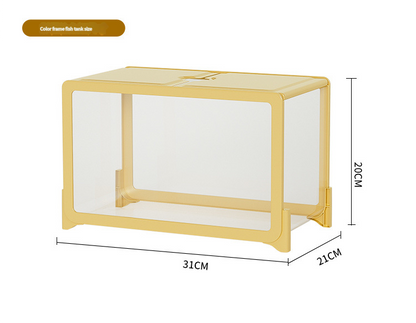 Desktop Fish Tank for Home/Living Room/Balcony/Office - Small-Medium Plastic Lazy Goldfish Tank with Eco-Scaping - Afrilinker