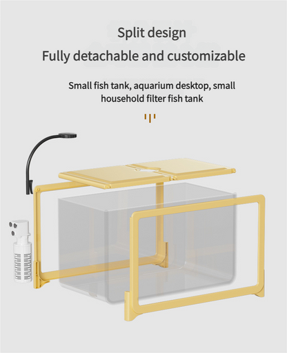 Desktop Fish Tank for Home/Living Room/Balcony/Office - Small-Medium Plastic Lazy Goldfish Tank with Eco-Scaping - Afrilinker