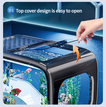 Premium - Selected Luxury Fish Tank: Transparent Covered Home Aquarium for Living Room, Ideal for Ecological Scaping and Entryway Decoration - Afrilinker