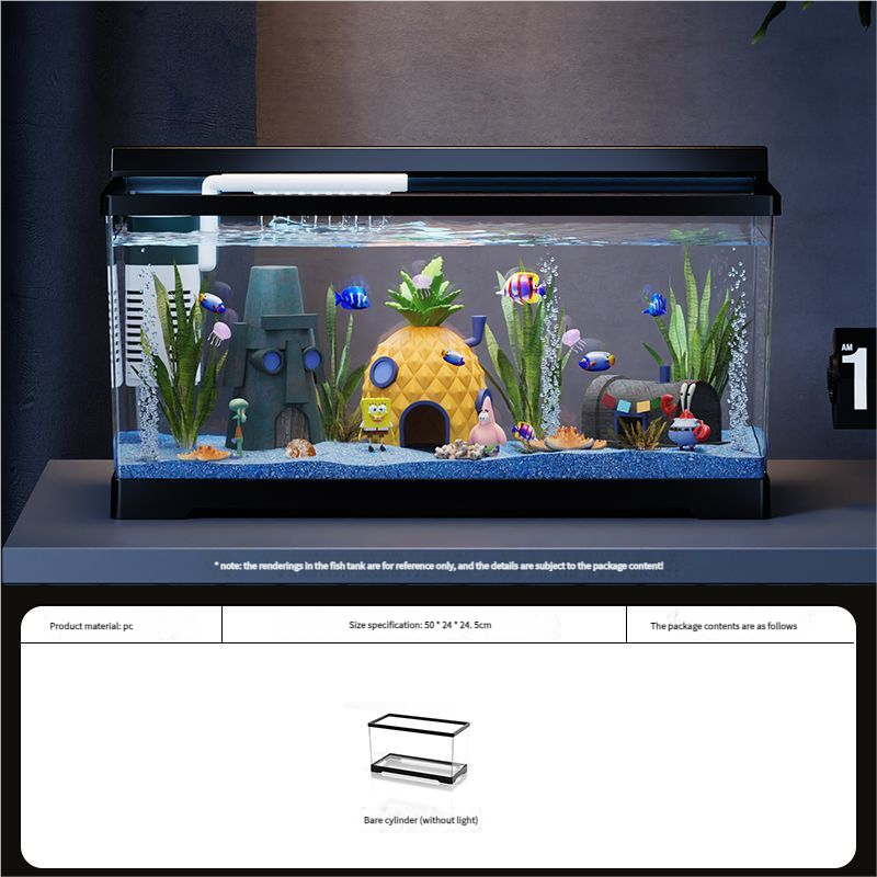 Plastic Clear Fish Tank for Lazy Owners: Goldfish Tank for Living Room, Balcony, Desktop - Small & Medium Eco - Aquascape Home Aquarium - Afrilinker