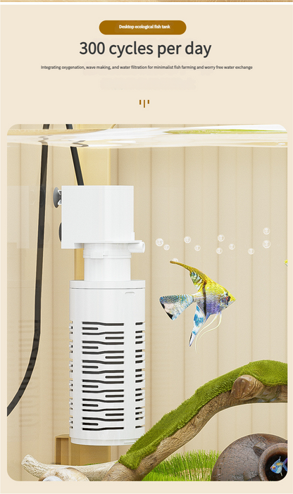 Desktop Fish Tank for Home/Living Room/Balcony/Office - Small-Medium Plastic Lazy Goldfish Tank with Eco-Scaping - Afrilinker