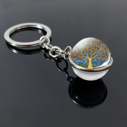 Tree of Life Glass Ball Keychain | 20mm Double - sided Pendant - Afrilinker