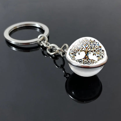 Tree of Life Glass Ball Keychain | 20mm Double - sided Pendant - Afrilinker