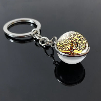 Tree of Life Glass Ball Keychain | 20mm Double - sided Pendant - Afrilinker