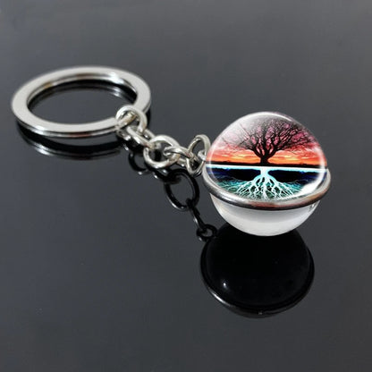 Tree of Life Glass Ball Keychain | 20mm Double - sided Pendant - Afrilinker