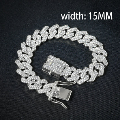 Hip Hop Iced Out 13MM Cuban Link Chain Bracelet - Afrilinker