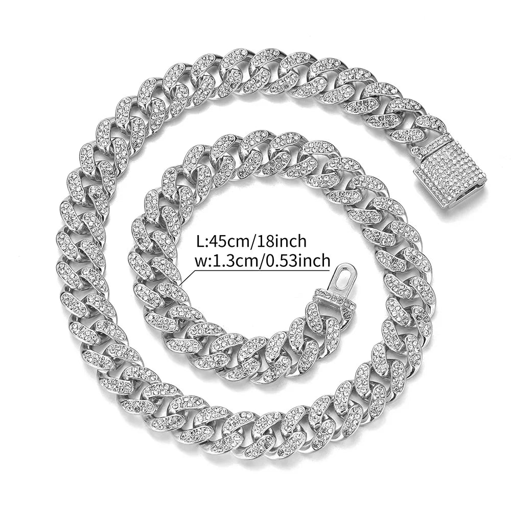 Unisex Hip Hop Iced Out Cuban Chain Necklace - Afrilinker