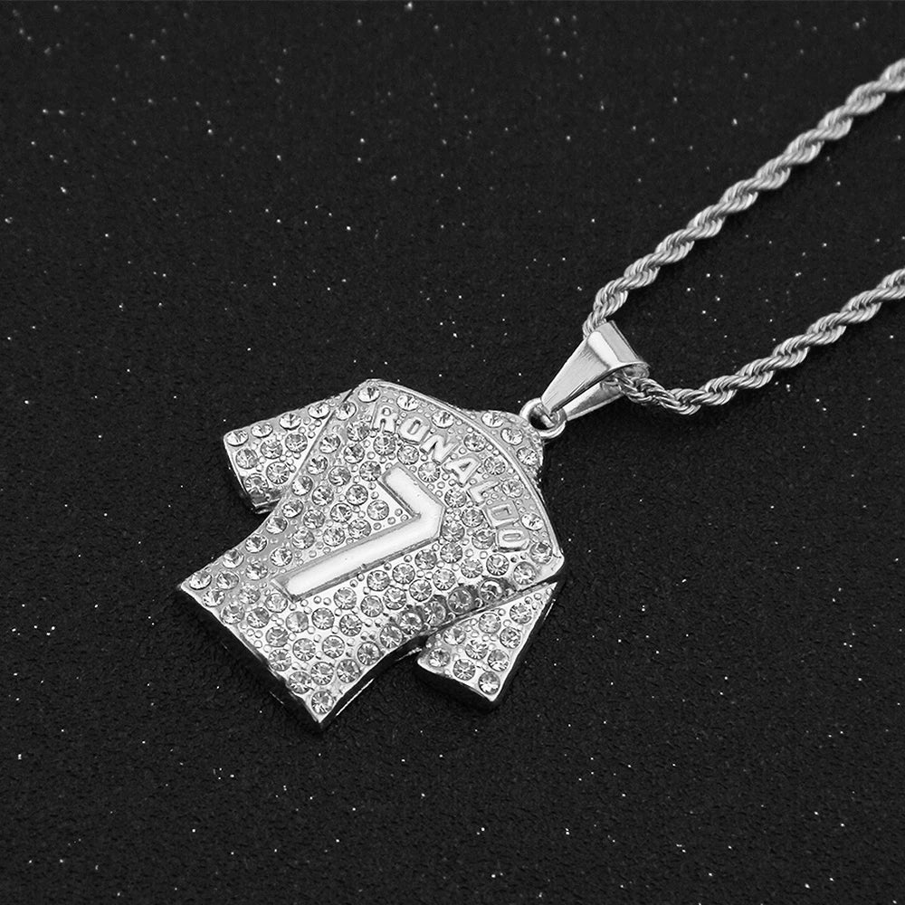 Hip Hop Iced Out Football Jersey Pendant Necklace - Afrilinker
