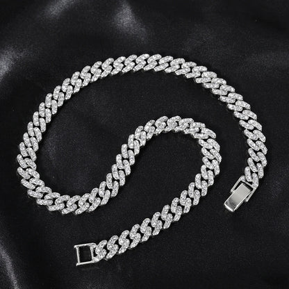 Hip Hop Iced Out Crystal Cuban Link Chain Necklace - Afrilinker