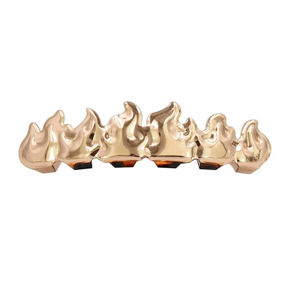 Gold/Silver Flame - Shaped Copper Dental Grillz - Afrilinker