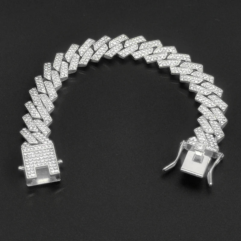 Hip Hop Iced Out 13MM Cuban Link Chain Bracelet - Afrilinker