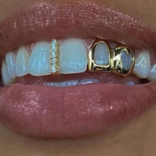 Heart - Shaped Stainless Steel Dental Grills Trendy Body Jewelry - Afrilinker