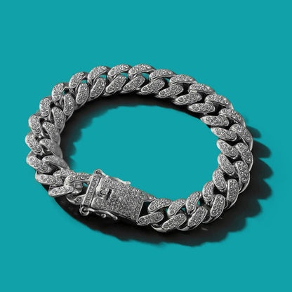 Hip Hop Iced Out 13MM Cuban Link Chain Bracelet - Afrilinker
