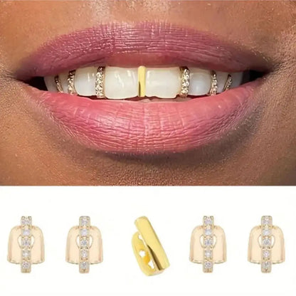 Stainless Steel Dental Grillz Set - Trendy Tooth Jewelry - Afrilinker
