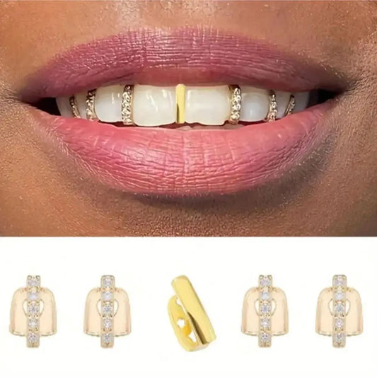 Stainless Steel Dental Grillz Set - Trendy Tooth Jewelry - Afrilinker