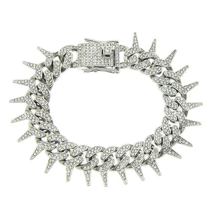 Hip Hop Iced Out Thorns Cuban Chain Necklace - Afrilinker