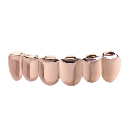 Classic Fashion 6/6 Teeth Grillz Hip Hop 14K Gold Plated Tooth Caps Decor Braces Dental Grills For Women Men Jewelry - Afrilinker