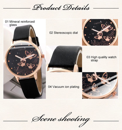 3 - Style Women's Leather Band Watch & Bracelet Set - Afrilinker