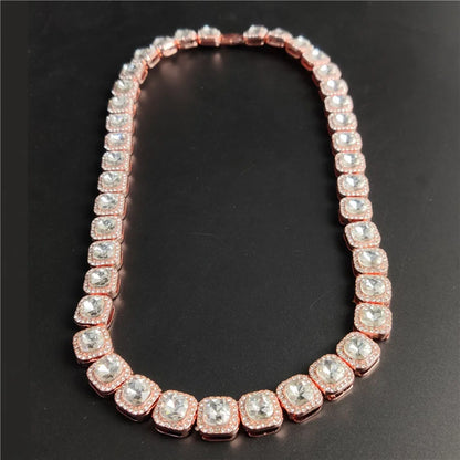 Hip Hop Iced Out Square & Heart Pendant Cuban Chain Necklace - Afrilinker
