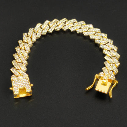 Hip Hop Iced Out 13MM Cuban Link Chain Bracelet - Afrilinker