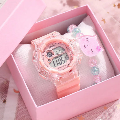 Girls' Digital Sport Watch Set - Colorful Silicone Band - Afrilinker
