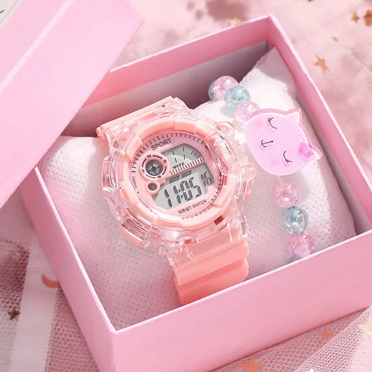 Girls' Digital Sport Watch Set - Colorful Silicone Band - Afrilinker