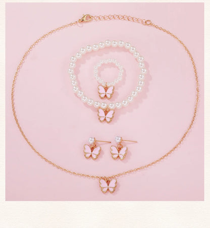 Women's Pink Butterfly Watch & Jewelry Set - Afrilinker