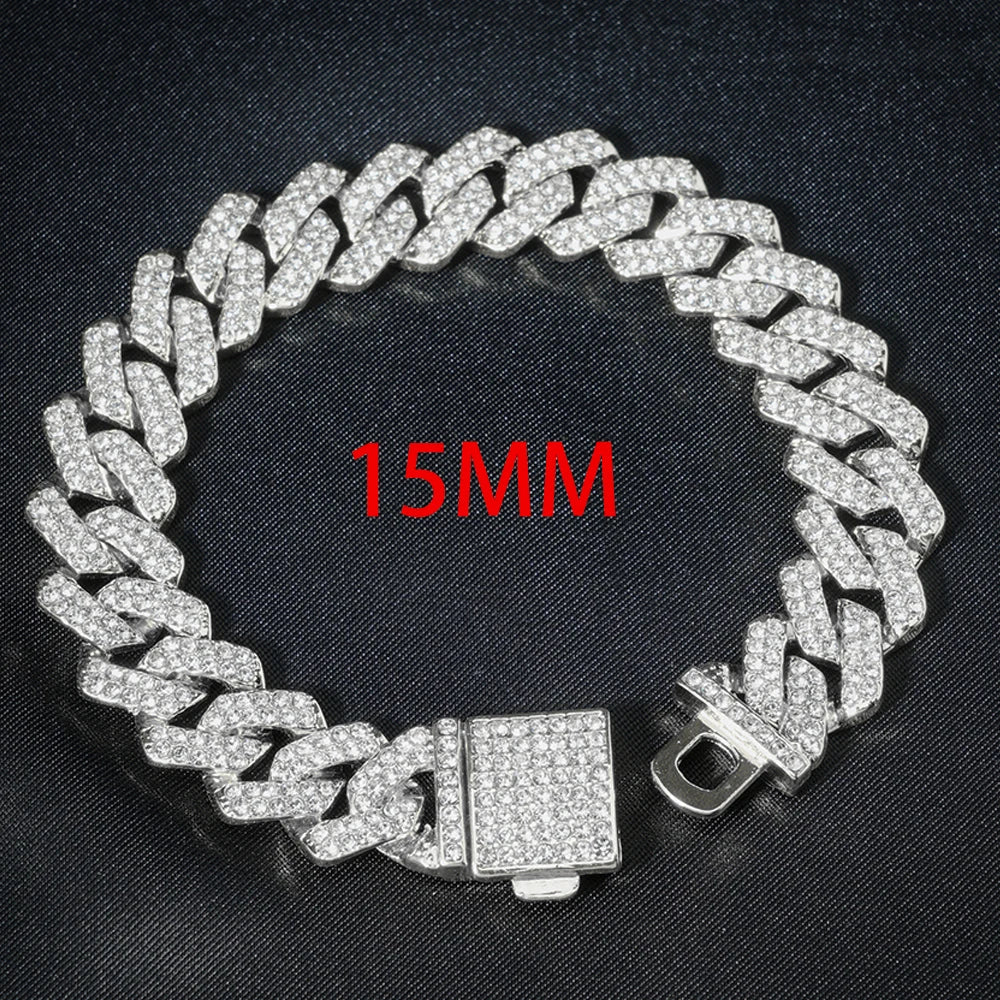 Hip Hop Iced Out 13MM Cuban Link Chain Bracelet - Afrilinker