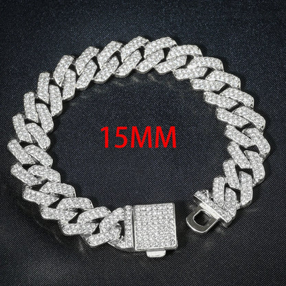 Hip Hop Iced Out 13MM Cuban Link Chain Bracelet - Afrilinker