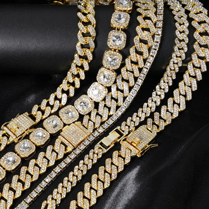 Hip Hop Iced Out Crystal Cuban Link Chain Necklace - Afrilinker