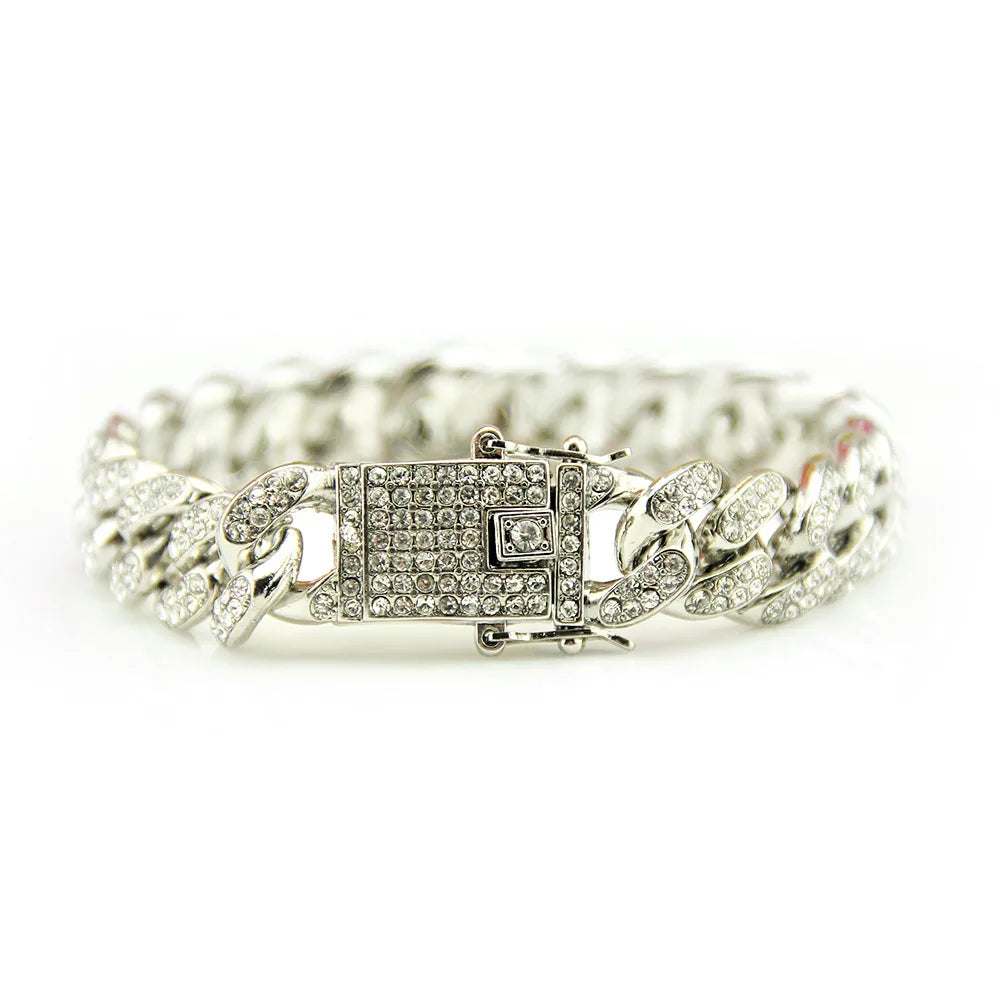 Unisex Hip Hop Iced Out Cuban Chain Bracelet - Afrilinker