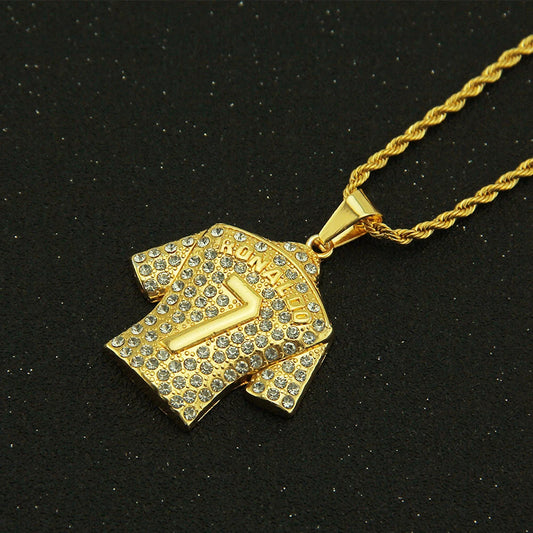 Hip Hop Iced Out Football Jersey Pendant Necklace - Afrilinker